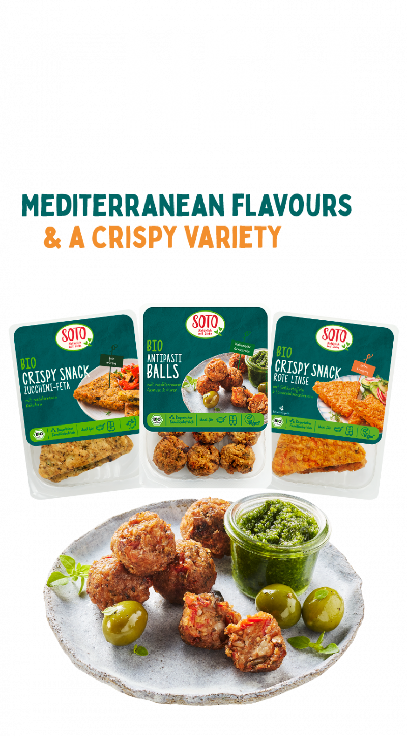 New Organic Antipasti Balls and Crispy Snacks expand the SOTO range
